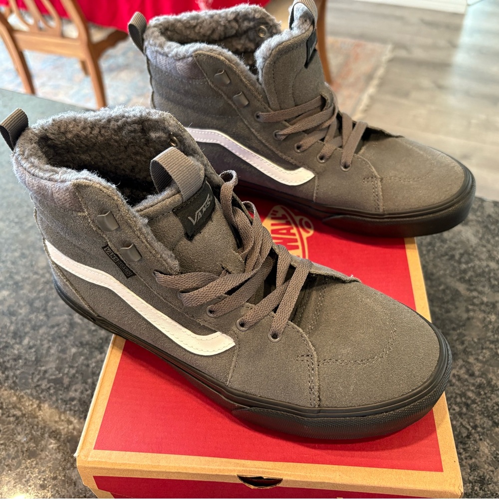 Vans Gray and White Kids Sneakers
